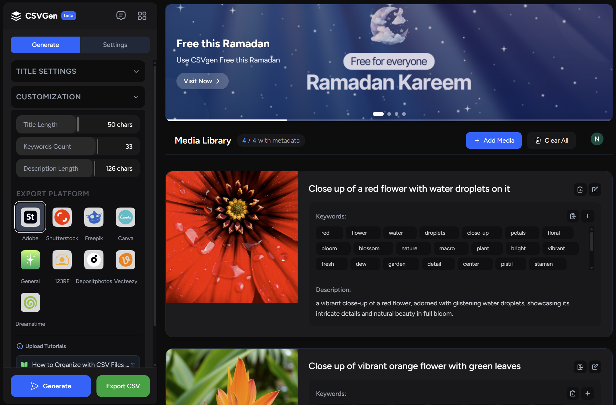 AI Metadata Generator Dashboard
